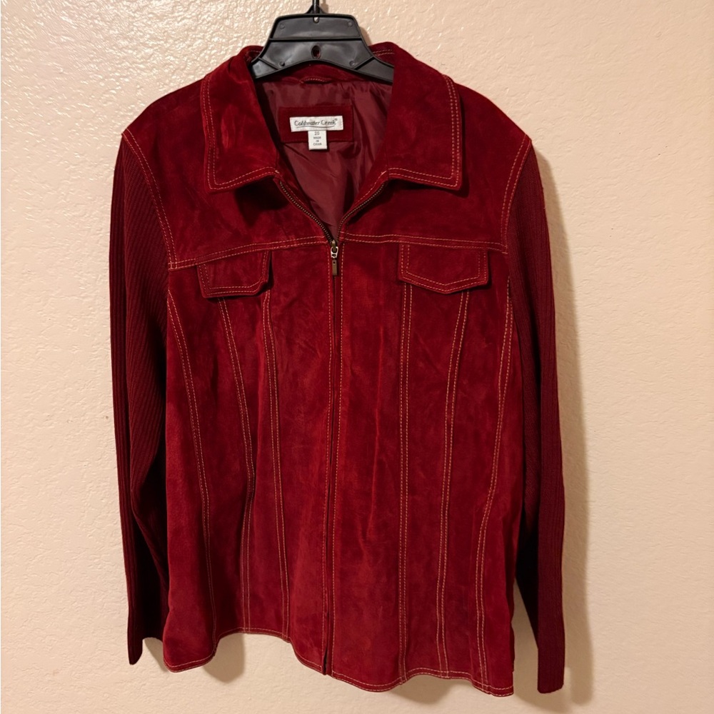 Coldwater Creek Rich Burgundy Suede Sweater Jacket